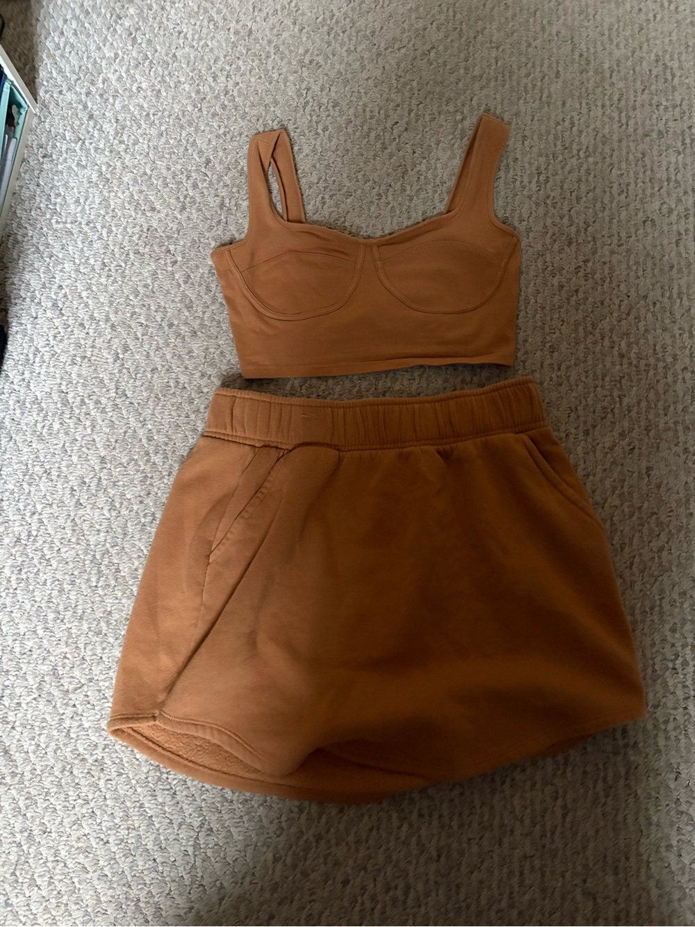 Brown two piece skirt set